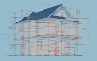 A half-constructed house with various stages of completion