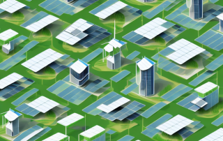 Futuristic houses incorporating elements of sustainability such as solar panels