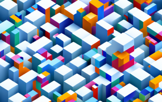 Various interlocking building blocks in different shapes and colors