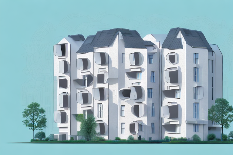A multi-story house with four distinct living units