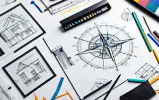 A well-designed house sketch on a drafting table