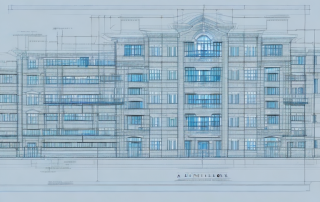 A detailed architectural blueprint of a building