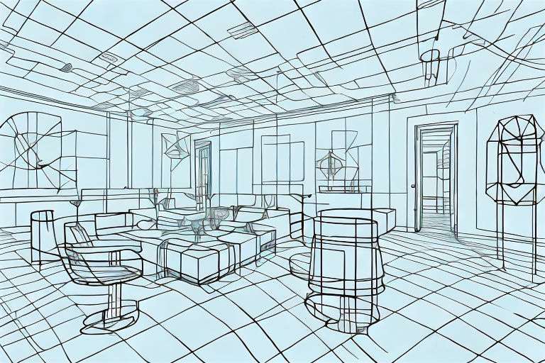 An interior space with various elements of room design