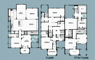 Several different floor plans for a single-family house