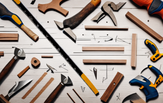 Various carpentry tools such as a hammer