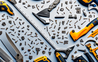 Various tools such as a drywall saw