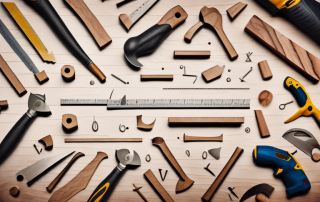 Various carpentry tools like a hammer