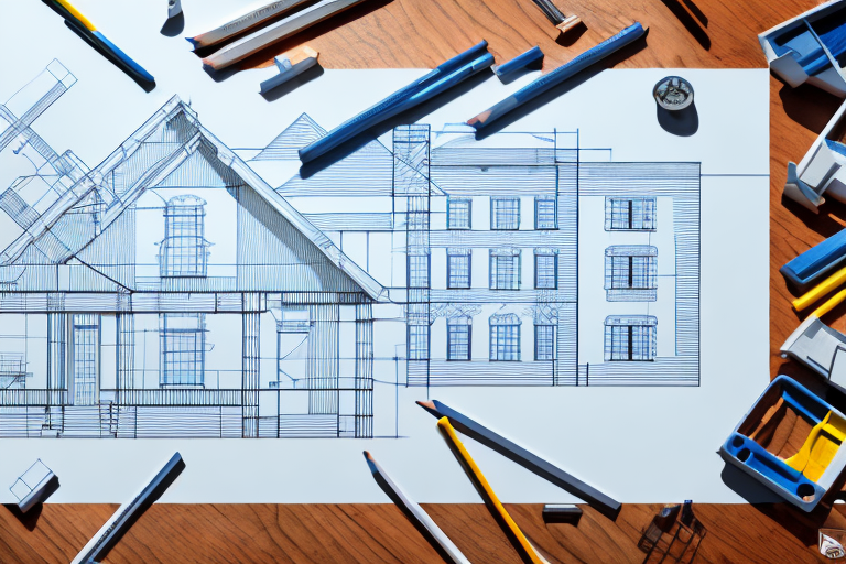 A blueprint for a house remodel