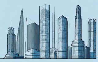 Various architectural structures like a modern skyscraper