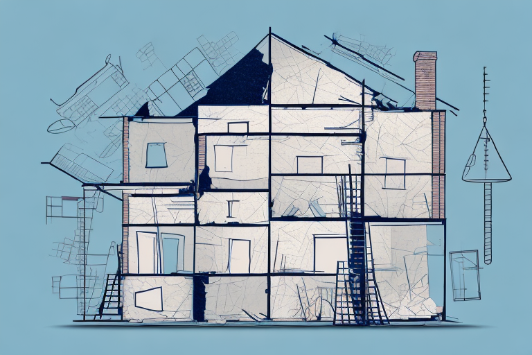 A house mid-renovation with visible construction materials and tools