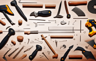 Various carpentry tools like a hammer