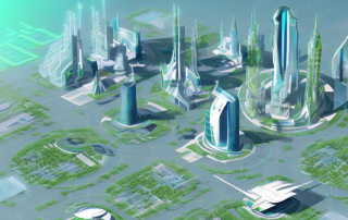 A futuristic cityscape with innovative architectural designs