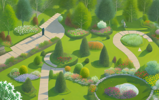 A scenic landscape with a variety of plants