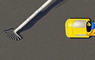 Various asphalt construction tools like a road roller