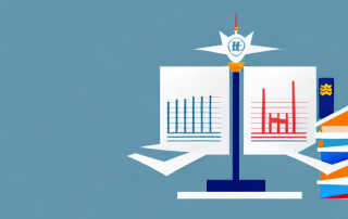 A scale balancing a pile of papers (representing public tenders) and a threshold symbol