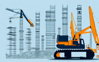 Various construction equipment like cranes