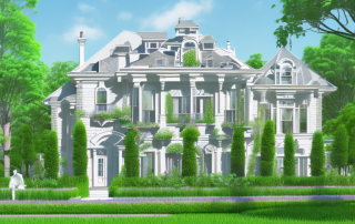 A well-designed single-family house with various architectural details highlighted