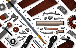 Various woodworking tools like a hammer