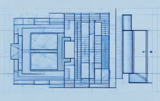 Various architectural blueprint symbols such as doors