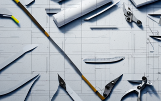 Various drywall construction tools like a taping knife