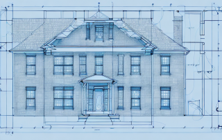 A variety of architectural symbols such as doors