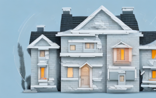 A single-family house with various elements like construction materials