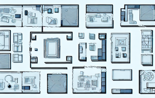 A room layout with various architectural elements like doors