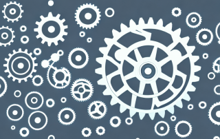 Various stages represented by different sized gears interlocking with each other