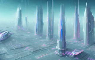 A futuristic cityscape