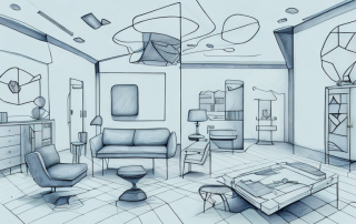 A room with various pieces of furniture