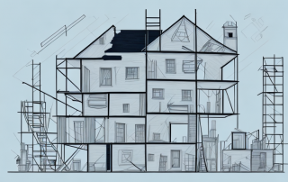 A house under construction with various tools and materials scattered around