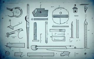 Various carpentry tools like a hammer