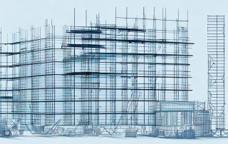 A construction site with various stages of a building being erected