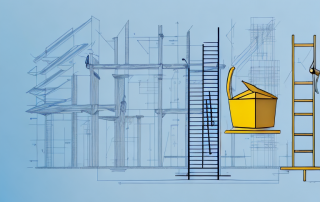 Various construction tools and blueprints