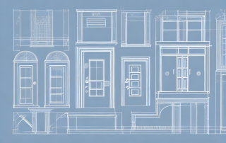 Various architectural symbols such as doors