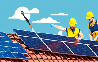 A solar panel being installed on a rooftop