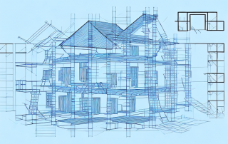 A house in various stages of construction