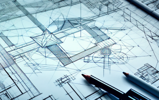 A beginner's architectural blueprint with a pencil