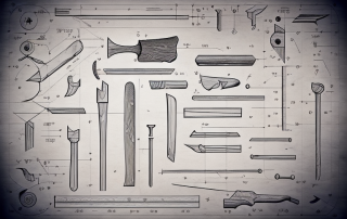 Various carpentry tools like a hammer