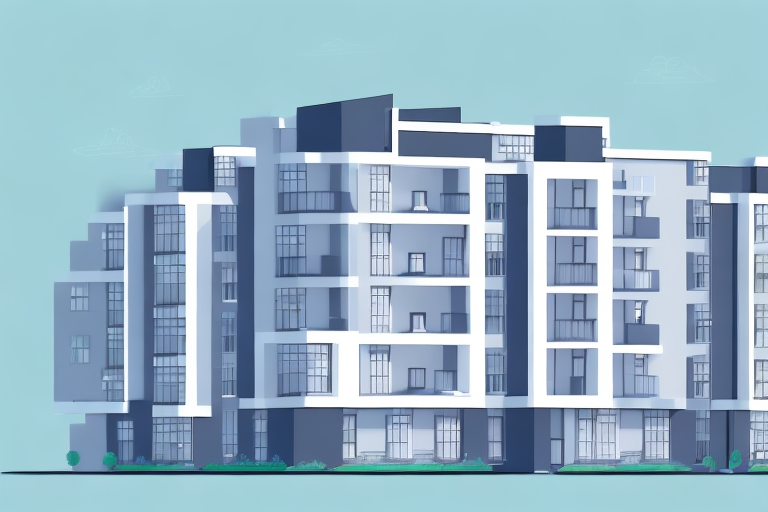 A four-unit residential building in the process of construction