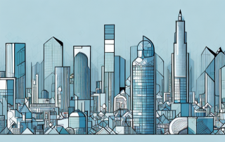 A modern urban cityscape showcasing different architectural styles