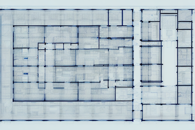 A blueprint of a building layout