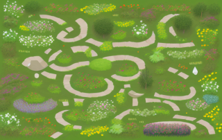 Various gardening tools such as a rake