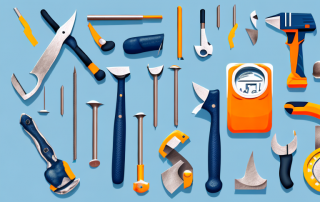 Various tools used by a facade installer