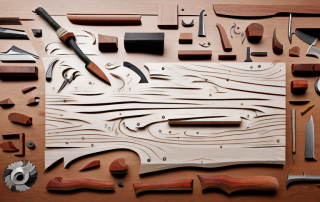 Various woodworking tools like a saw