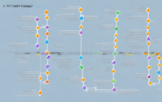 A roadmap with various checkpoints symbolizing different project stages
