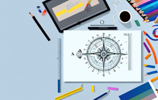 A desk with a drafting board