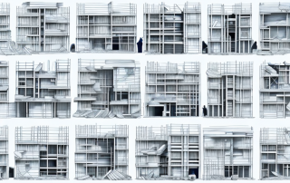 Several construction sites with different styles of houses being built