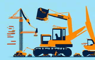 Construction machinery like a bulldozer and a crane on a construction site