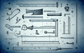 Various carpentry tools like hammer